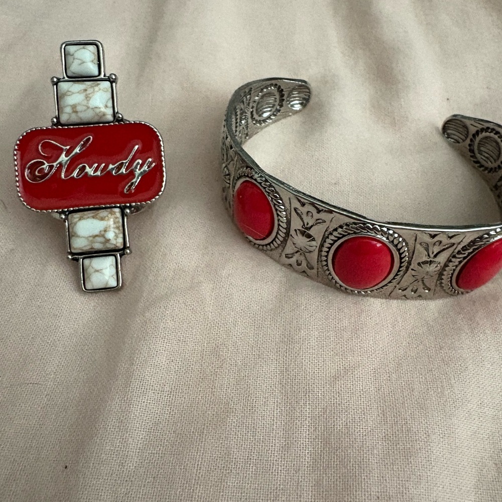 Red and Silver Women's Jewelry Set